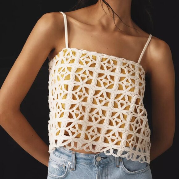 Tops - ANTHROPOLOGIE: Yellow laced Tank